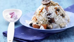 Recepta de cuina de Arròs amb carabassa, xampinyons i salsa de nabius