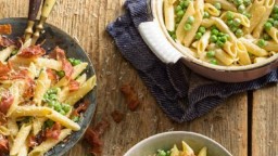 Recepta de cuina de Pasta amb mortadel·la i pèsols