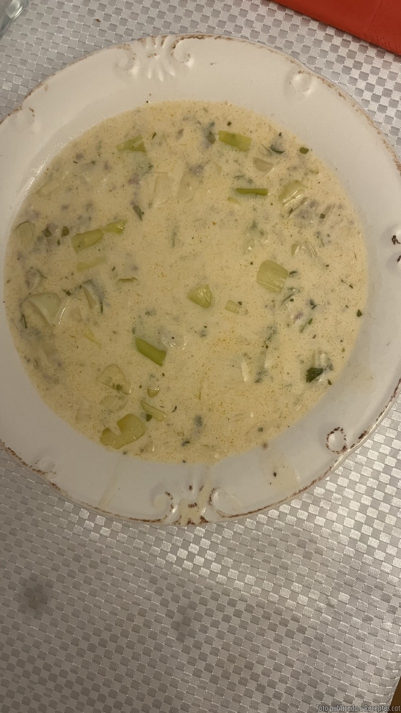 Sopa de porro amb carn picada