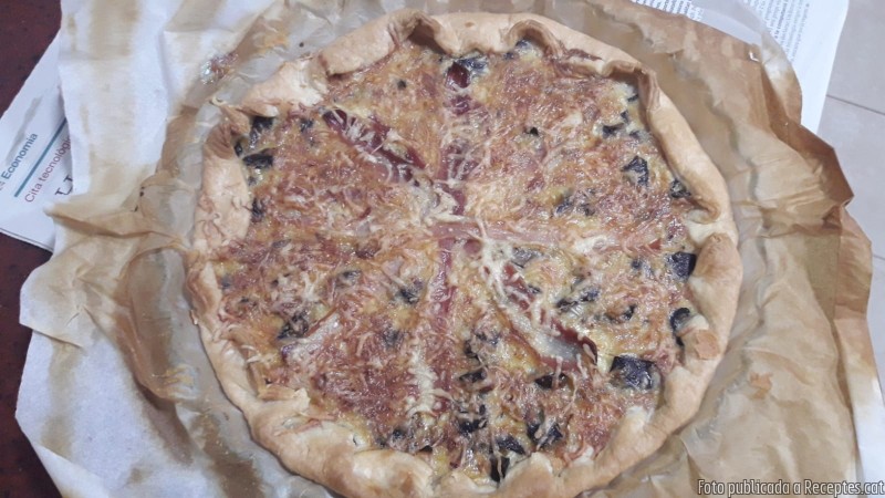 Quiche de porro, bolets i parmesà