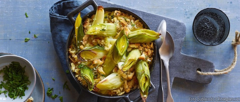 Gratinat de patates i porro al forn