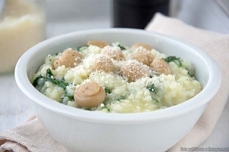 Risotto d’espinacs i bolets