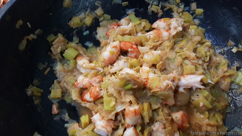 Quiche de porros i gambes