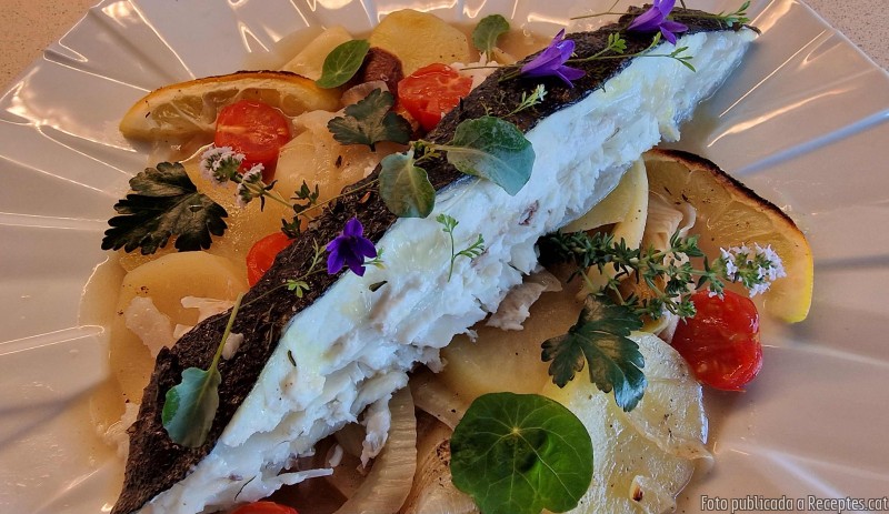 Turbot amb hortalisses al forn