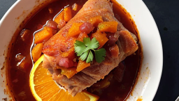 Recepta de cuina de Llom de porc amb salsa de taronja amb patates palla
