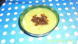 Crema de carabassó amb iogurt i ceba confitada