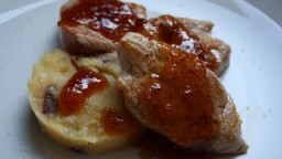 Recepta de cuina de Filet ibèric amb parmentier de poma i salsa de figues