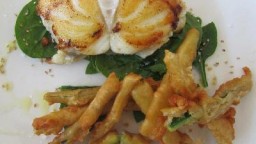 Recepta de cuina de Rap a la planxa amd tempura de verdures