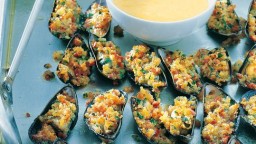 Recepta de cuina de Musclos al forn amb salsa de mostassa