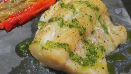 Recepta de cuina de Llom de bacallà a la brasa o planxa amb escalivats