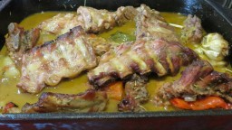 Recepta de cuina de Costella de porc al forn amb verdures