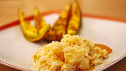 Recepta de cuina de Curri de carabassa i coco amb arròs amb pinya