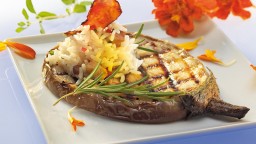 Recepta de cuina de Albergínia a la graella amb amanida d'arròs