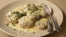 Recepta de cuina de Mandonguilles planes amb salsa de parmesà