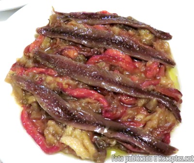 Recepta de cuina de Escalivada de pebrot vermell i albergínia amb anxoves