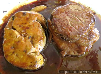 Recepta de cuina de Filet de vedella amb foie fresc a la salsa de porto