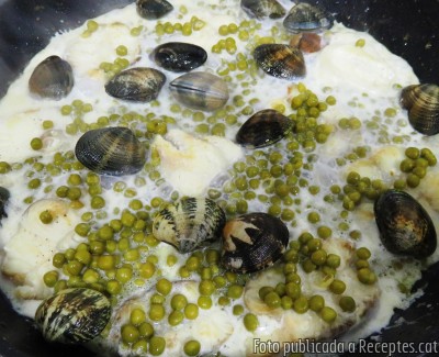 Recepta de cuina de Mussola al cava amb cloïsses i pèsols