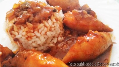 Recepta de cuina de Calamars farcits de gambetes amb rissoto d'arròs