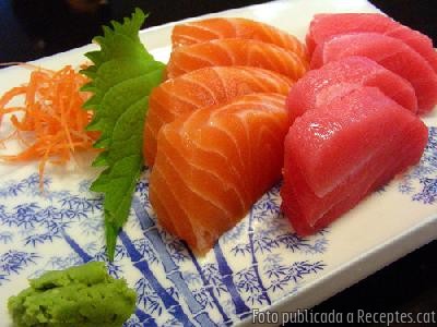 Recepta de cuina de Sashimi de salmó i tonyina semi cru
