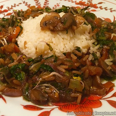 Arròs amb portobellos i salsa teriyaki