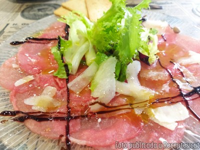 Recepta de cuina de Carpaccio de vedella  i verduretes