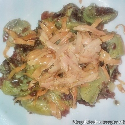 Recepta de cuina de Carxofes  amb pernil i encenalls de foie
