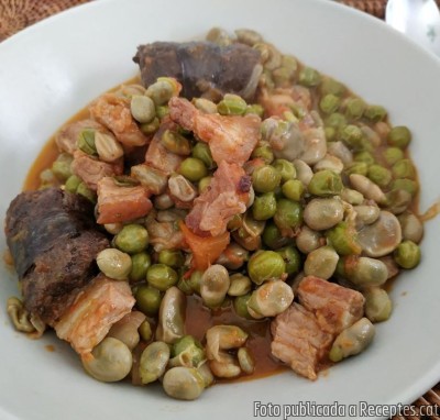 Faves i pèsols a la catalana. Recepta de cuina de Faves i pèsols a la catalana