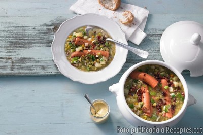 Recepta de cuina de Guisat de pèsols, verdures i cansalada, recepta de l'exèrcit Suïs
