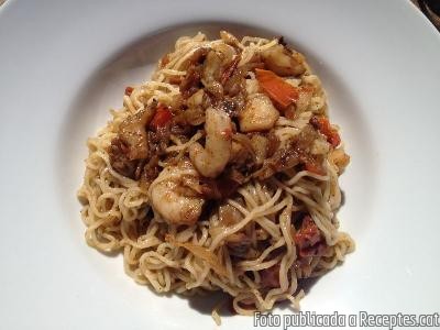 Recepta de cuina de Noodles amb Sèpia i Gambes a l'aroma de Sishuan