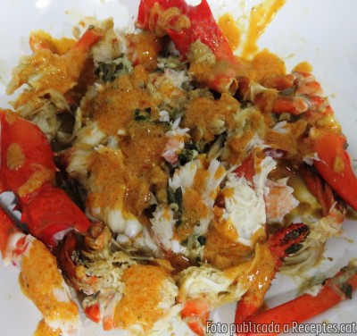 Recepta de cuina de Llamàntol bullit amb salsa de romesco amb toc de mostassa