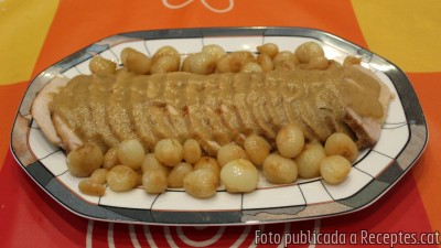 Recepta de cuina de Llom amb salsa de cervesa i cebetes al vi