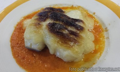 Recepta de cuina de Morro de bacallà amb salsa de romesco i allioli gratinat