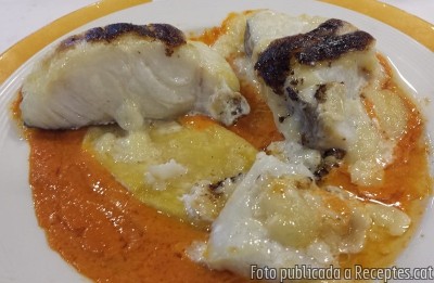 Recepta de cuina de Morro de bacallà amb salsa de romesco i allioli gratinat