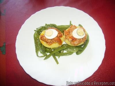 Recepta de cuina de Mongeta tendra amb patata i barret