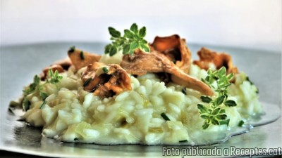 Recepta de cuina de Risotto de bacallà, porros i rossinyols