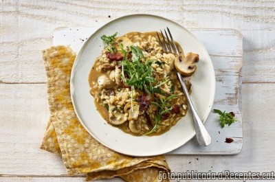 Recepta de cuina de Risotto de bolets, ruca i cansalada