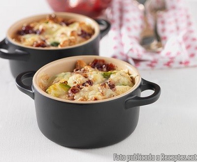 Gratin de cols de Brussel·les amb nabius i formatge de muntanya