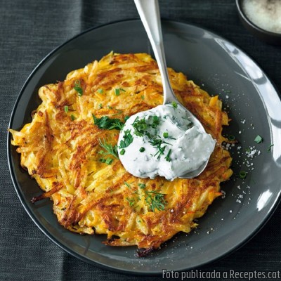 Recepta de cuina de Rösti de carabassa amb mato a les herbes