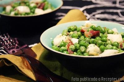 Recepta de cuina de Saltejat de pèsols i sepia