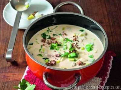 Recepta de cuina de Sopa de porro amb carn picada