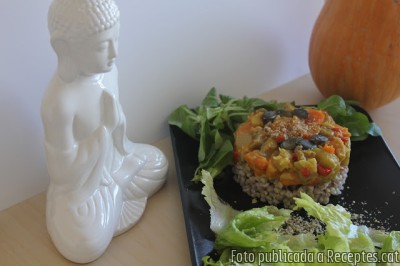 Recepta de cuina de Timbal de fajol amb verduretes a l'aroma de coco i curry