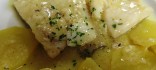 Bacallà al pil pil amb patates i cols de Brussel·les