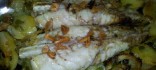 Cues de rap a l'all cremat amb verduretes i acompanyament de gambes