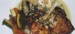 Clatell ( cogote ) de lluç rostit amb verdures