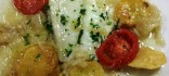 Bacallà al forn amb patates i ceba