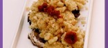 Crumble de coco amb gelat de xocolata i figues