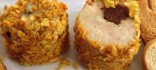 Foie micuit d’ànec casolà farcit de codony i arrebossat amb gra de blat de moro molt picat
