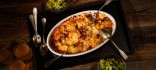 Patates gratinades amb porros i bolets