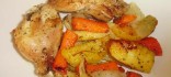 Pollastre al forn amb pastanagues i xirivies