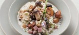 Risotto de bolets amb pernil picat